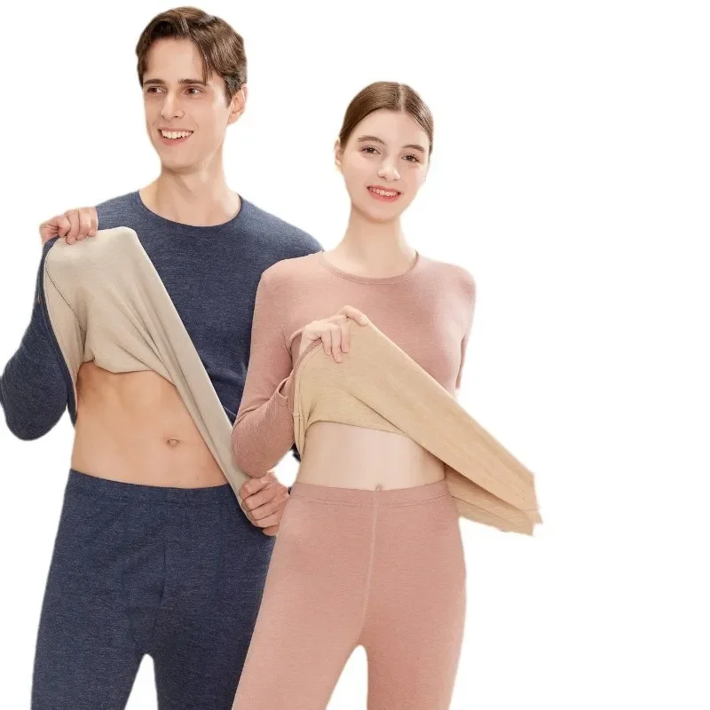 

2024 New Wool Silk Thermal Underwear Women AB Face Double-sided Wool and Cashmere Long Johns for Men and Women Wholesale