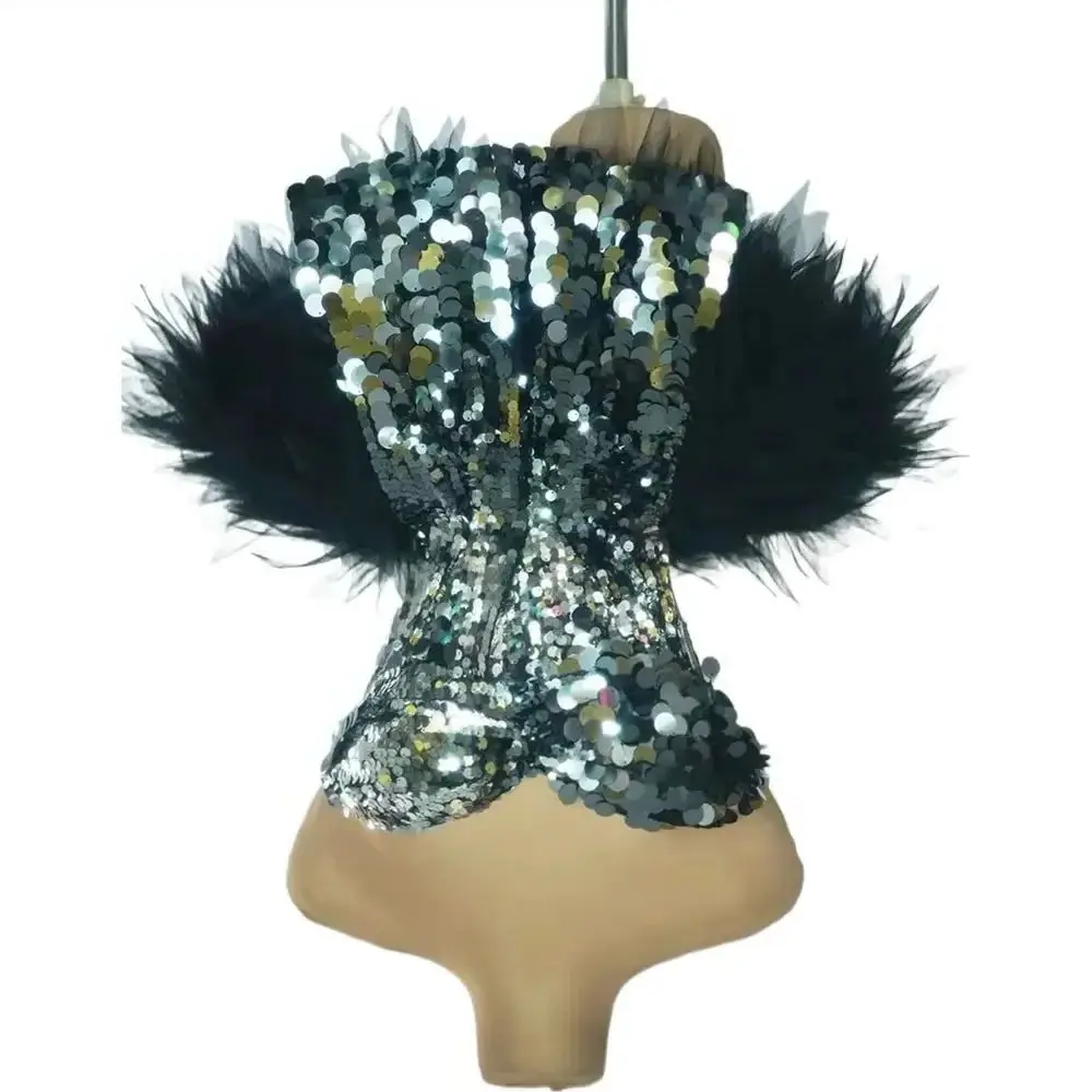 

Black Sequins Tube Bandage Short Dress Women Party Evening Prom Celebrate Birthday Photo Shoot Dress Dance Costume