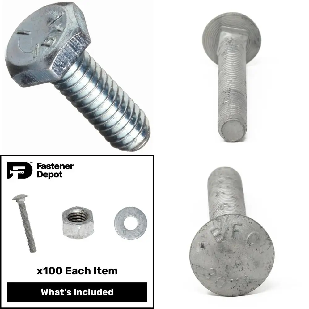 

Оцинкованные винты с шестигранной головкой класса 5, 3/8-16 x 1-1/4, грубая резьба, полностью резьба, 100 шт.