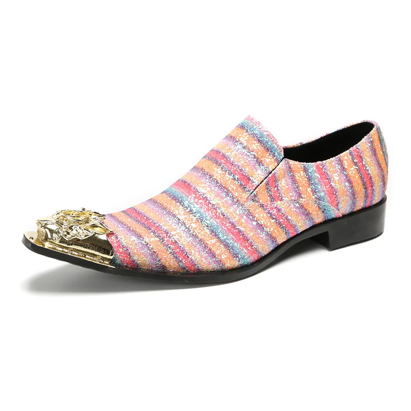 Brett Frühling Herbst Schuhe für Männer Metalle Hut Spike rosa Business Bankett Party sozialisieren Rindsleder Hochzeit Herren schuhe – Detail 2
