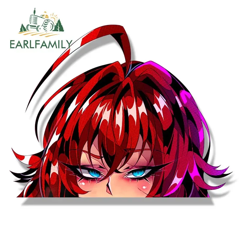 EARLFAMILY Gyaru Rias Gremory Fanart Car Sticker Anime Sketch Waifu Decal JDM Cartoon Peeker Girl Stickers Car Accessories