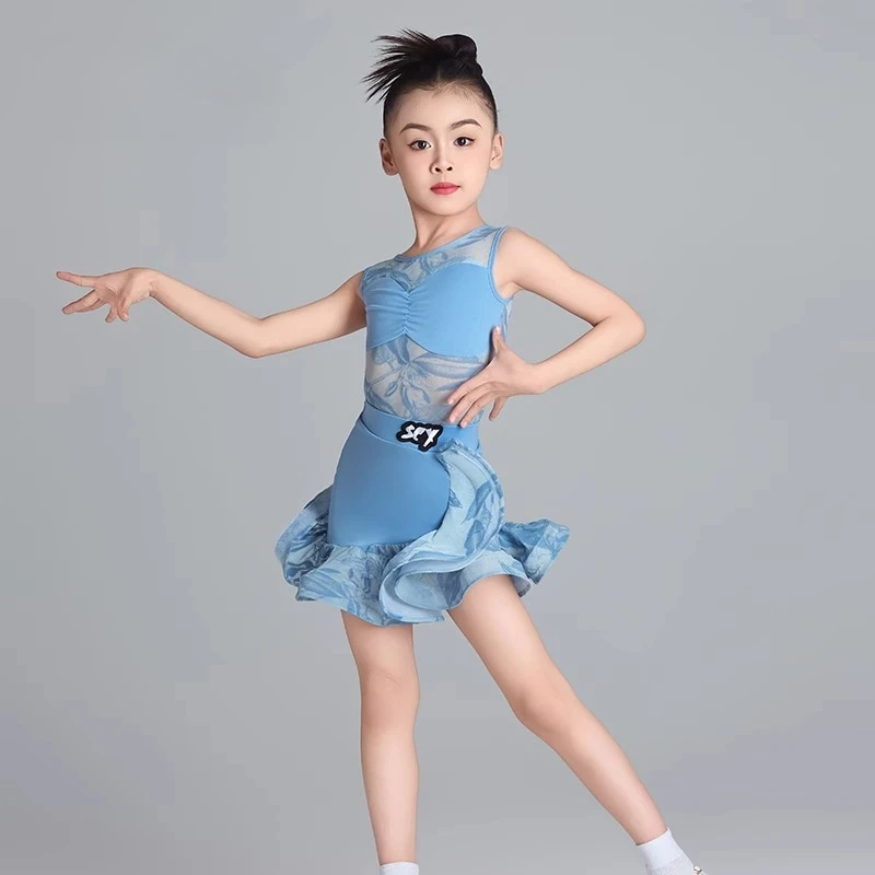 

Children's Latin dance costumes 2025 New Spring and Summer Girls' practice suit Set, high-end Latin dance costumes