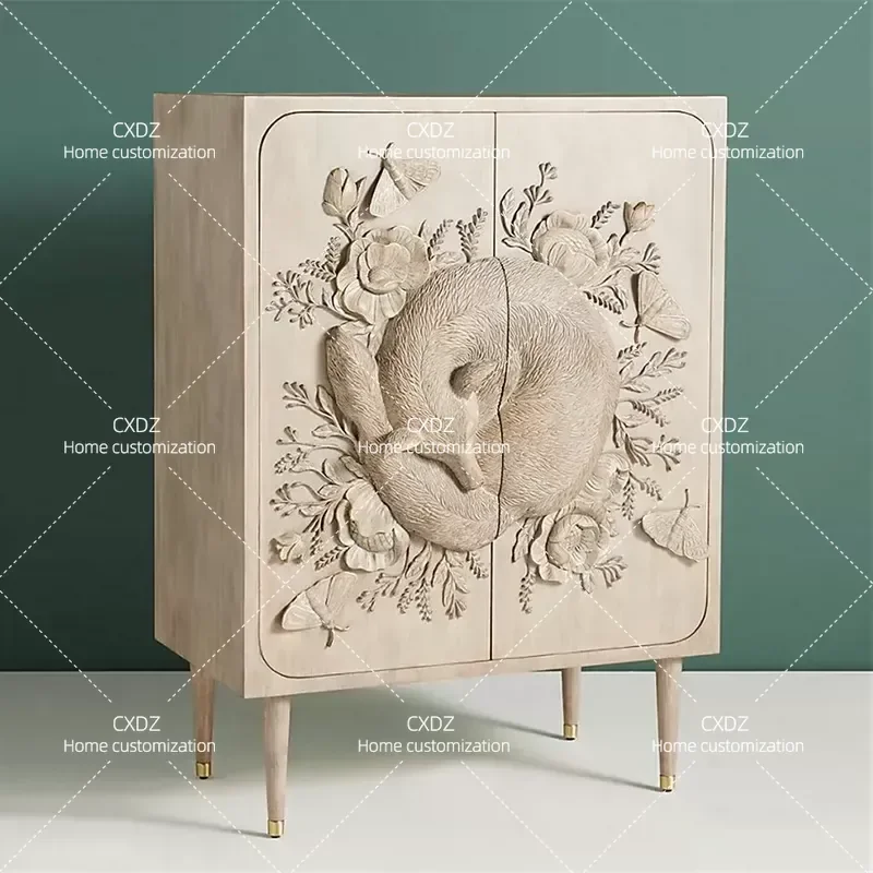 American Style Solid Wood Porch Shoe Cabinet with Integrated Light Luxury Design Custom Nordic Italian Living Room Door