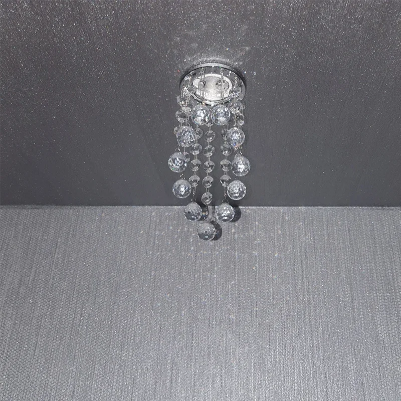 High Quality Dia8*H15.5cm Golden Pendant Mini Crystal Chandelier Suspend LED Ceiling Light Corridor Hanging Lamps