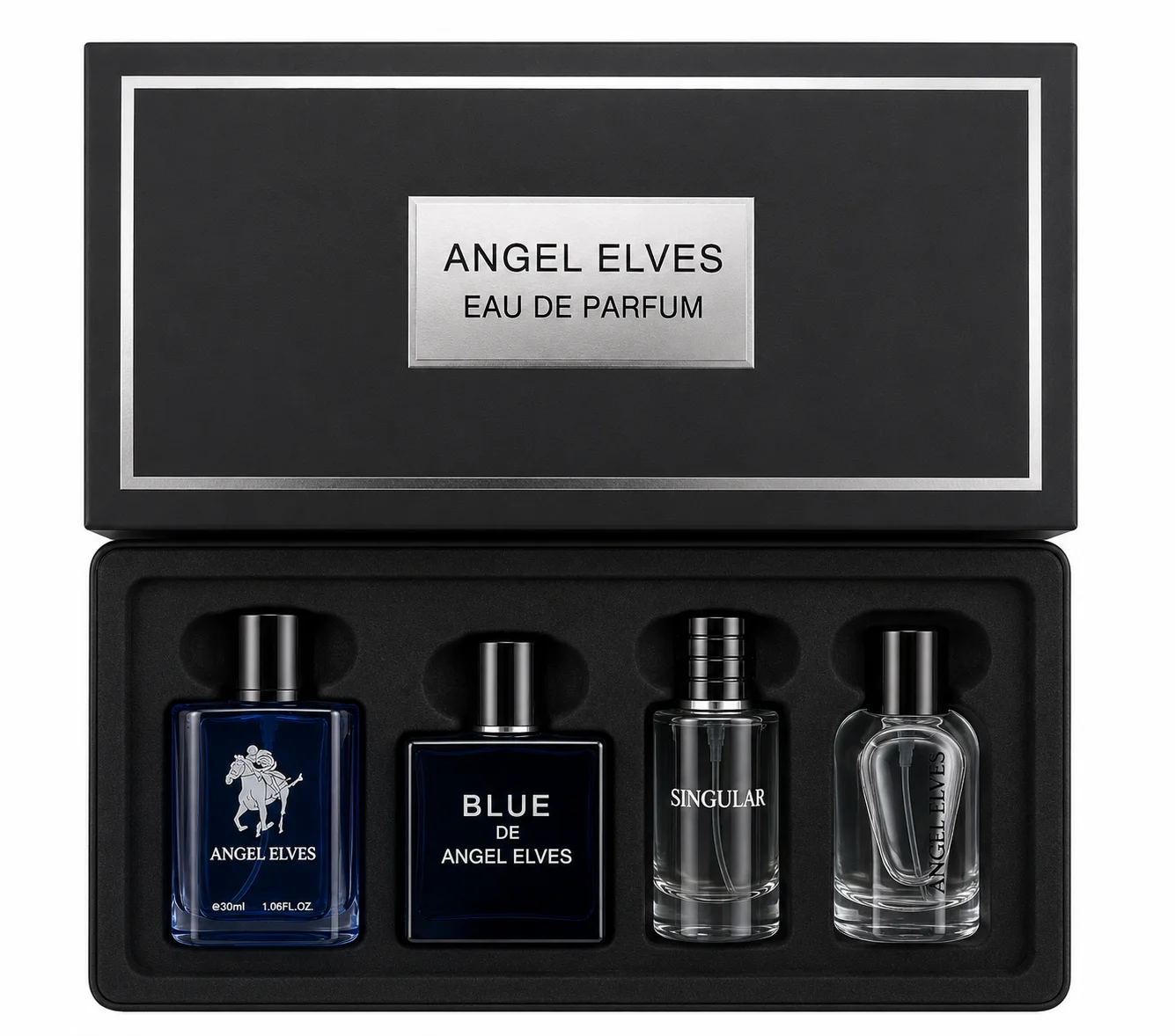 

Angel Elves Men's Perfume Set 4pcs - Fresh Aquatic & Woody Fragrance Collection - Long Lasting Eau de Parfum Gift Box for Him - 30ml Bottles