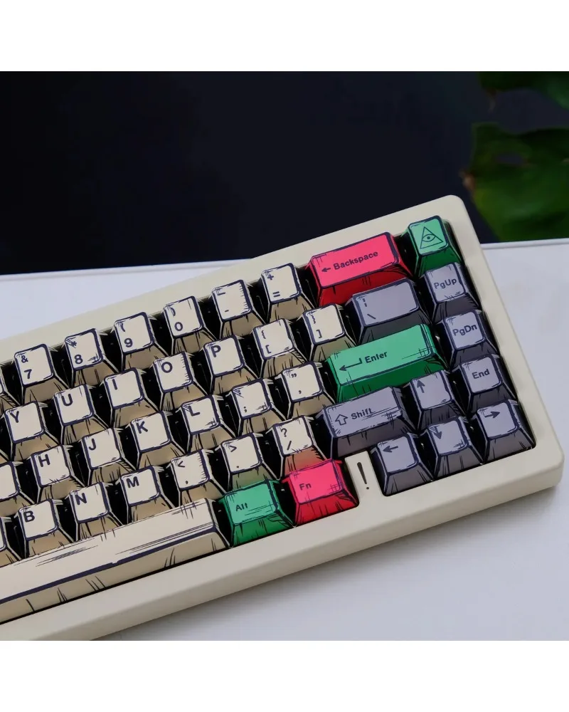 Cartoon print multi tone durable pbt keycaps set high quality for gaming mechanical keyboards