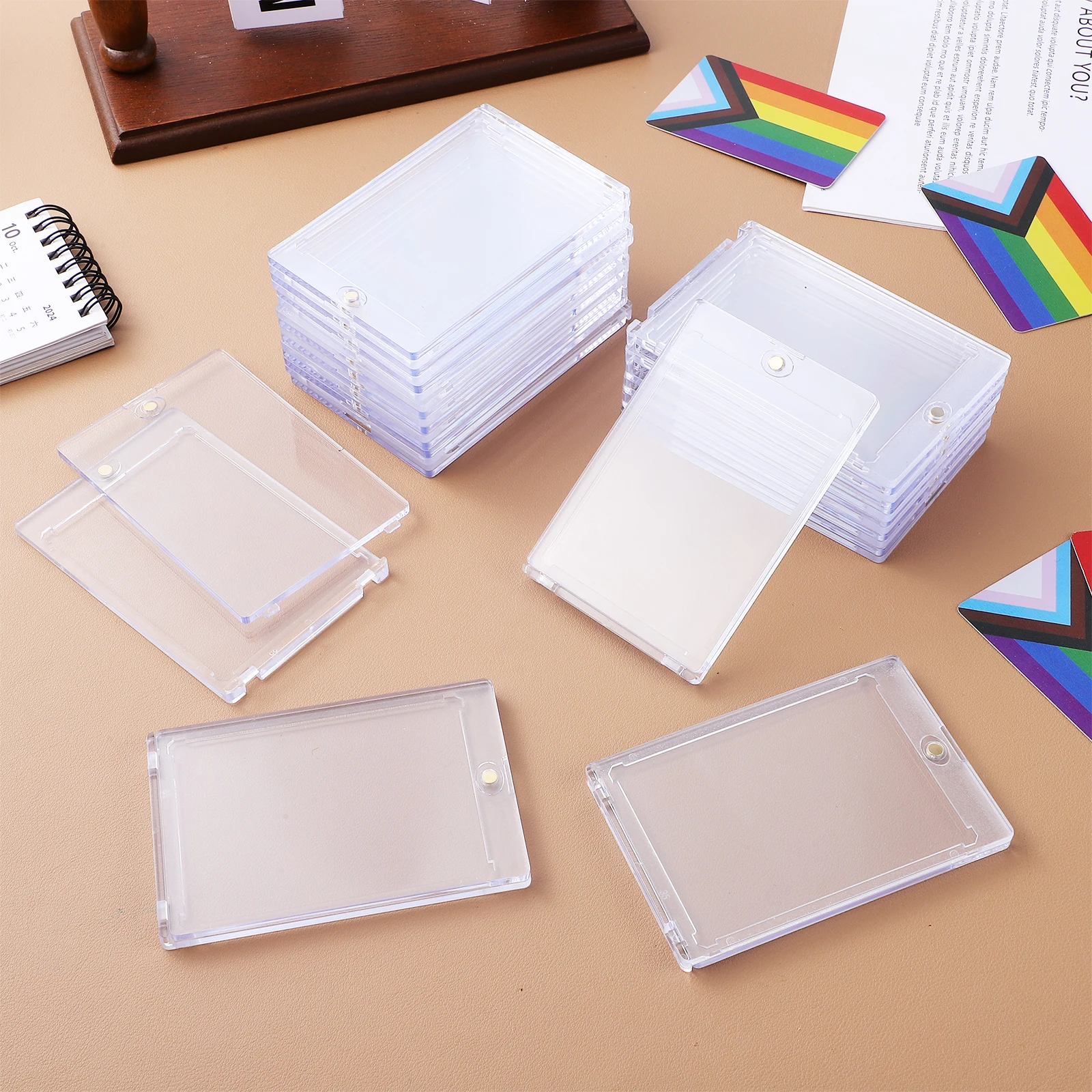 18 szt. Przezroczyste magnetyczne etui na karty kolekcjonerskie, twarde plastikowe osłonki ochronne, stojak ekspozycyjny na karty sportowe, anime, koszykówki