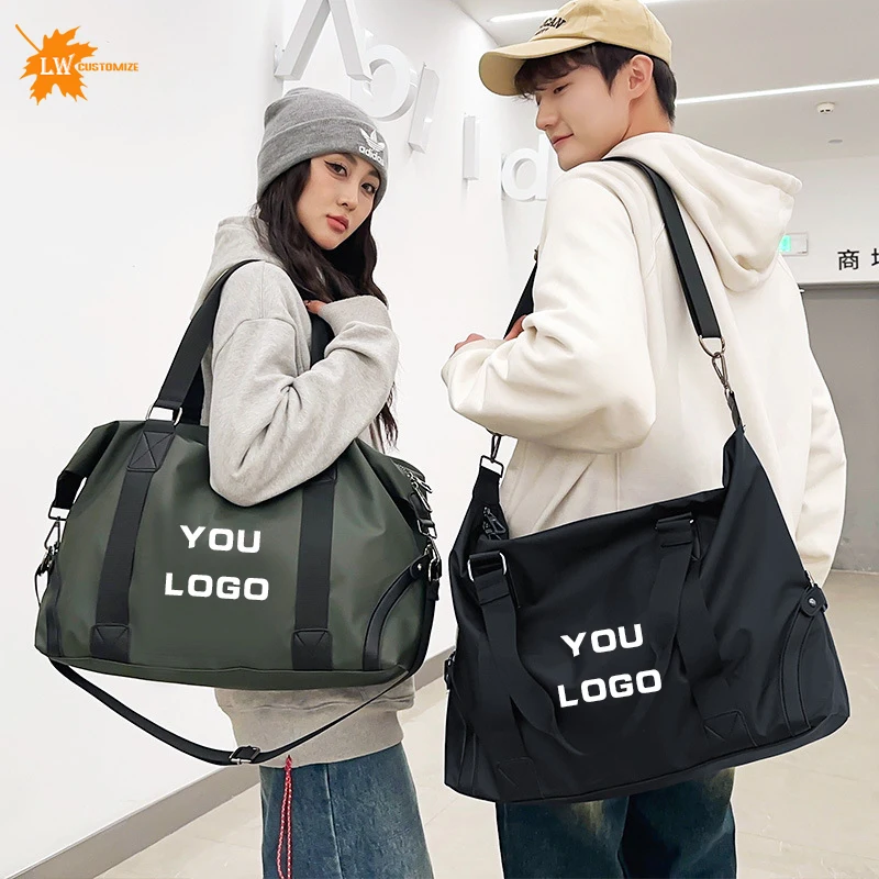 Travel Bag Printing Logo Single Shoulder Crossbody Handbag Gym Bag Travel Storage Bag Luggage Bag Wholesale Custom Name Pattern