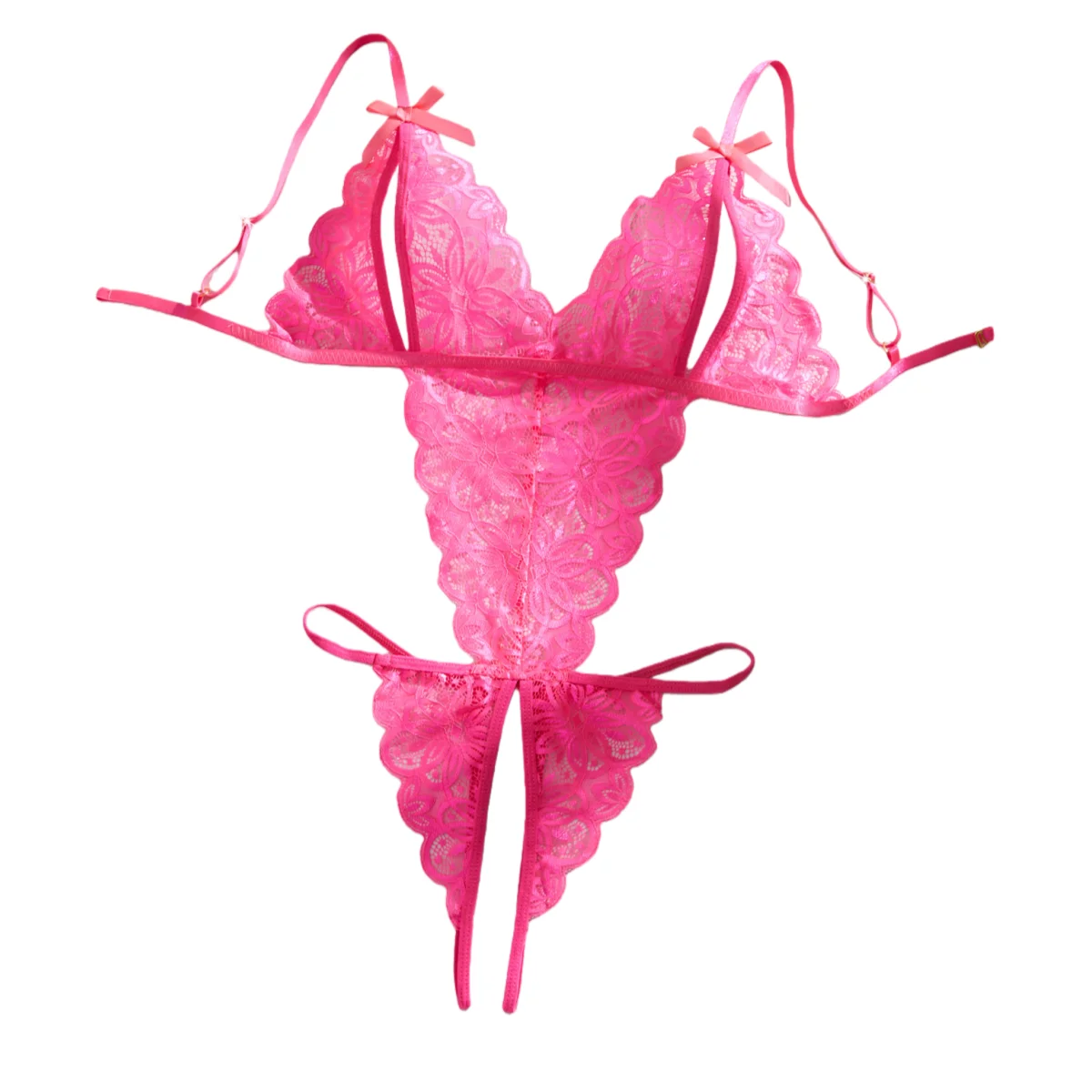 

Сексуальное кружевное боди для женщин, ярко-розовый, с глубоким V-образным вырезом, без спинки, комбинезон для клуба, вечеринки, свидания или выхода в свет.