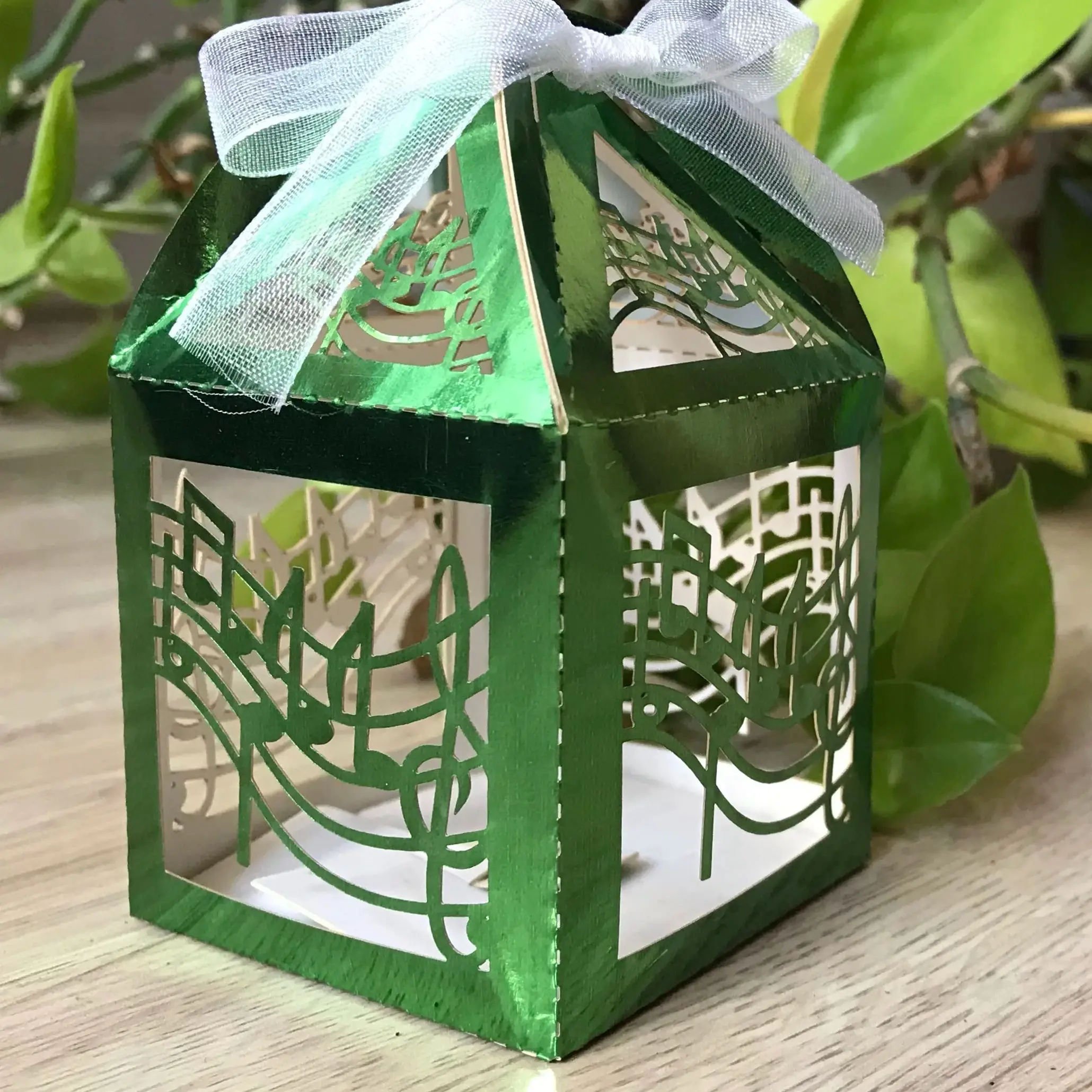 

Green 50pcs Small gift boxes with ribbon,Laser Cut Wedding Favor Boxes for Wedding Party Souvenirs Gift Favors Decoration