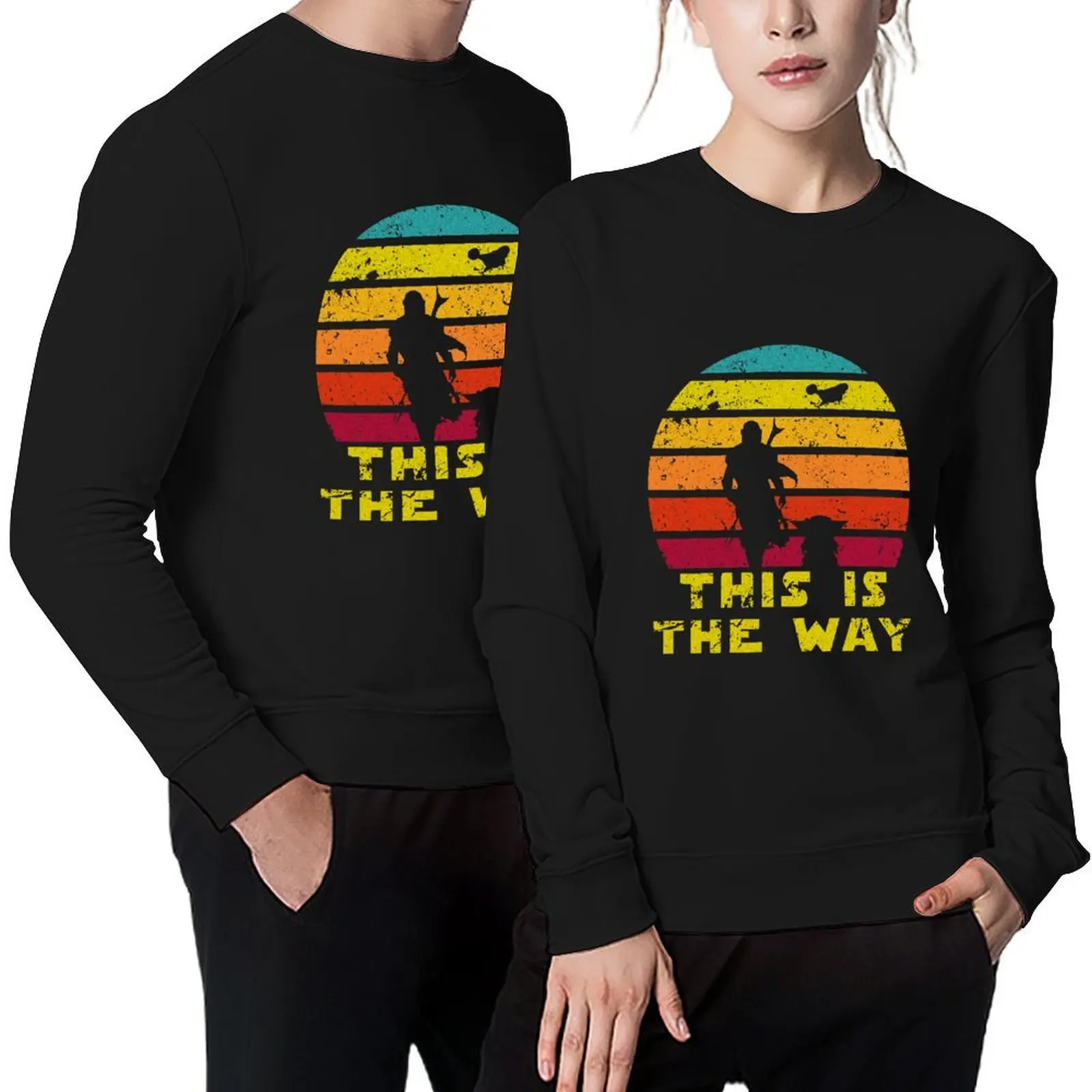 

This is The Way Reto of Mando and Baby Sunrise Vintage Pullover anime clothes tracksuits men's sweatshirt