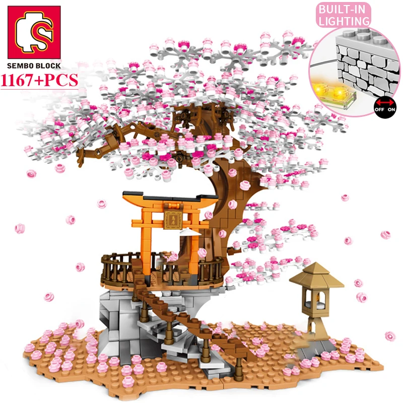桜の木ブリック桜の花ビルディングブロックSEMBO日本の桜の木の家ミニ