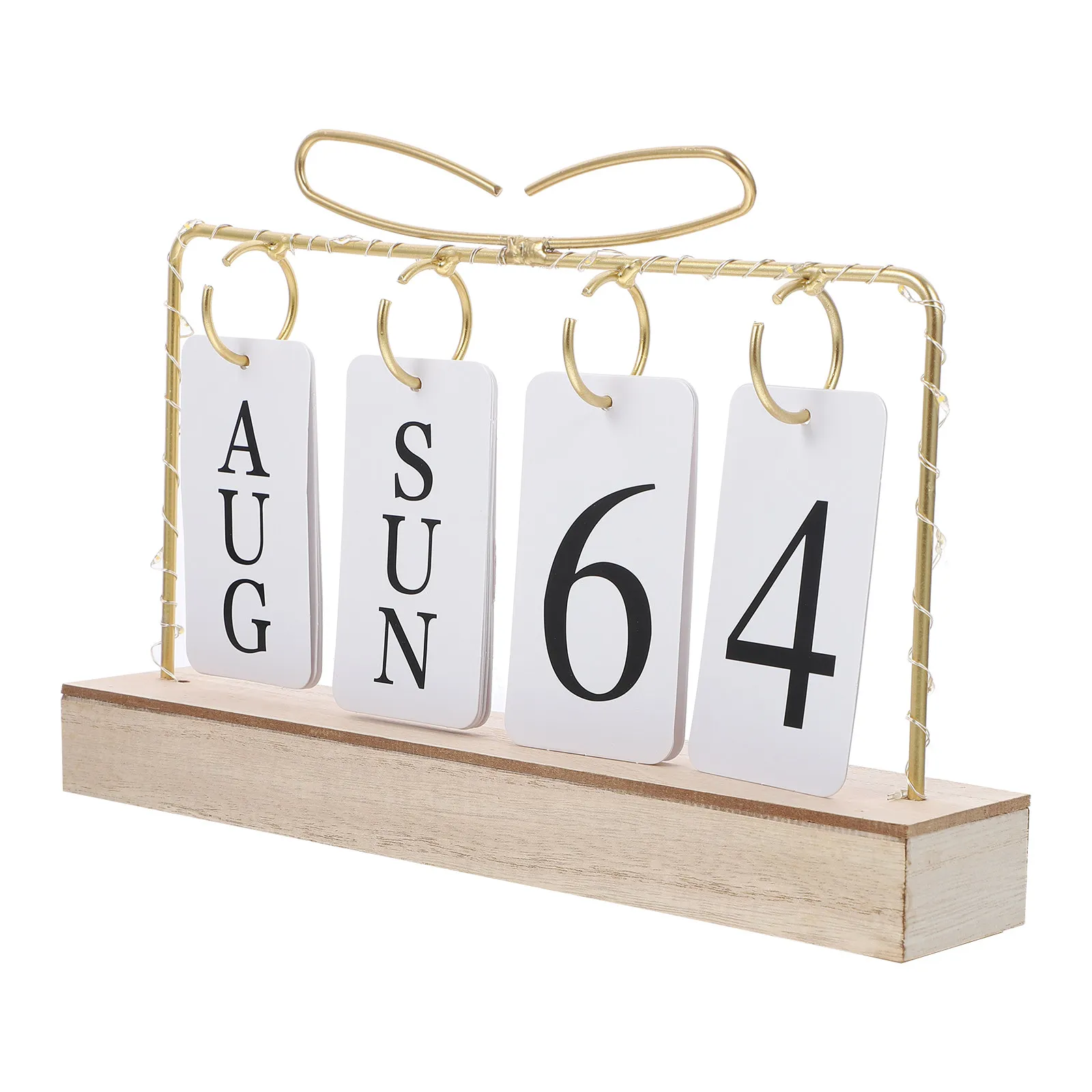 Wooden Desk Calendar Creative Perpetual Calendar Decorative Lamp Office Home School Dorm Desktop Adornment Office Date Reminder