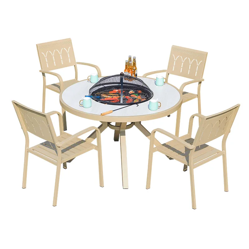courtyard garden leisure Nordic grill table, Chinese aluminum alloy household outdoor electric grill carbon grill barbecue table