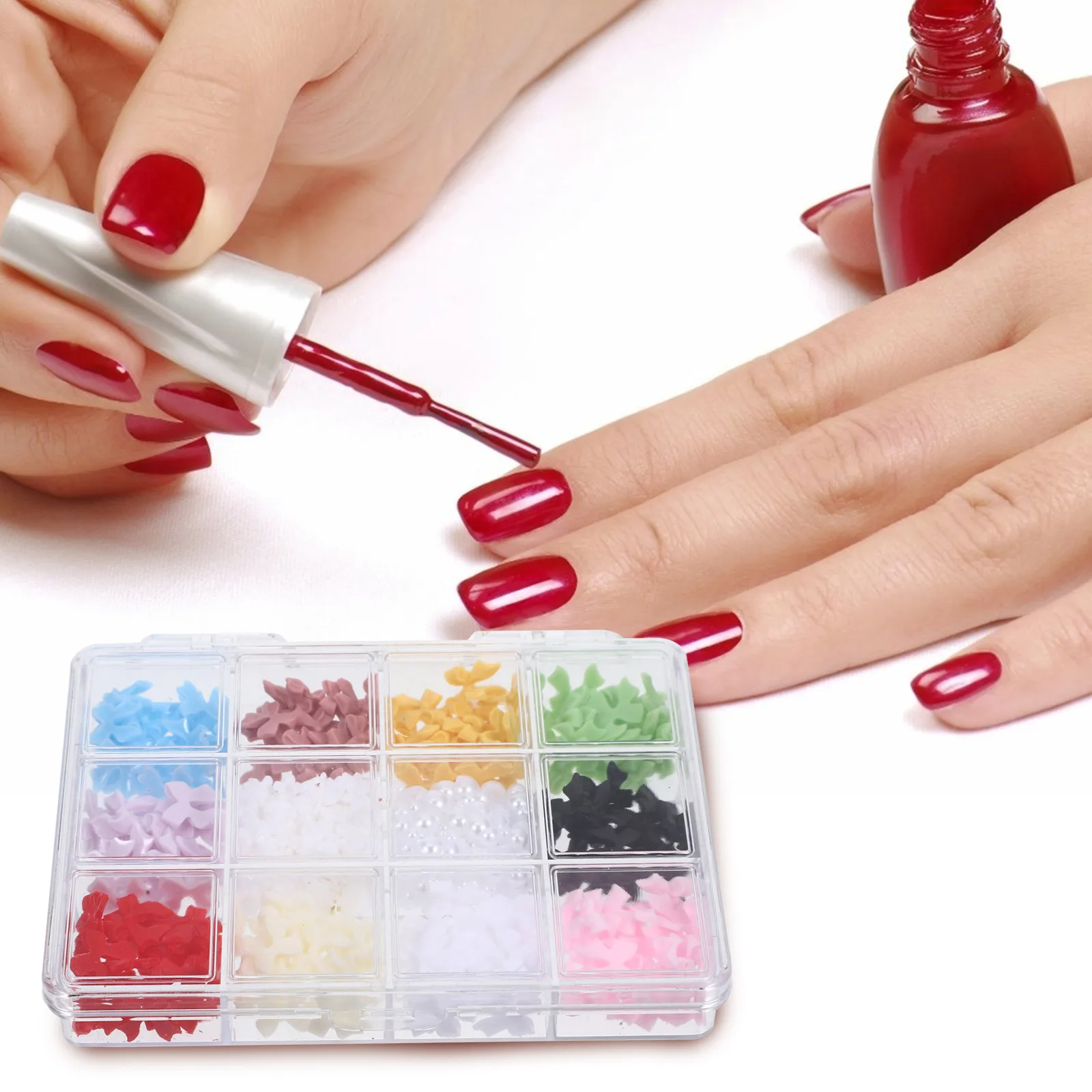 

1 Box Bow Mixed Charms 3D Art Decorations Bulk Nail Gems For Acrylic Nails Small Elegant Charms Nail Supplies