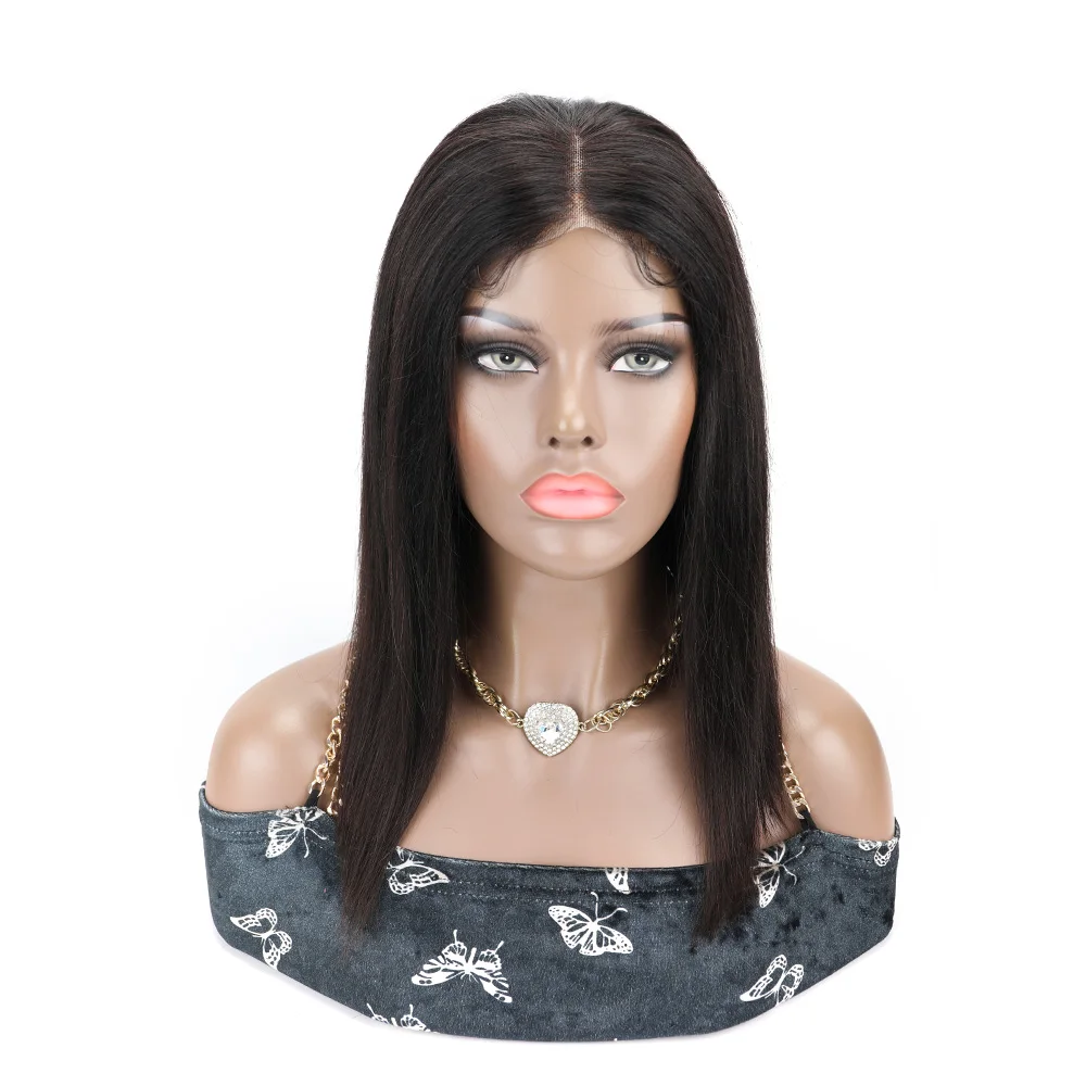 

Wear and Go Glueless Human Hair Wig Malaysian Straight Short Bob 4x4 Lace Front Pre Plucked Straight Wigs for Women Ready To Go