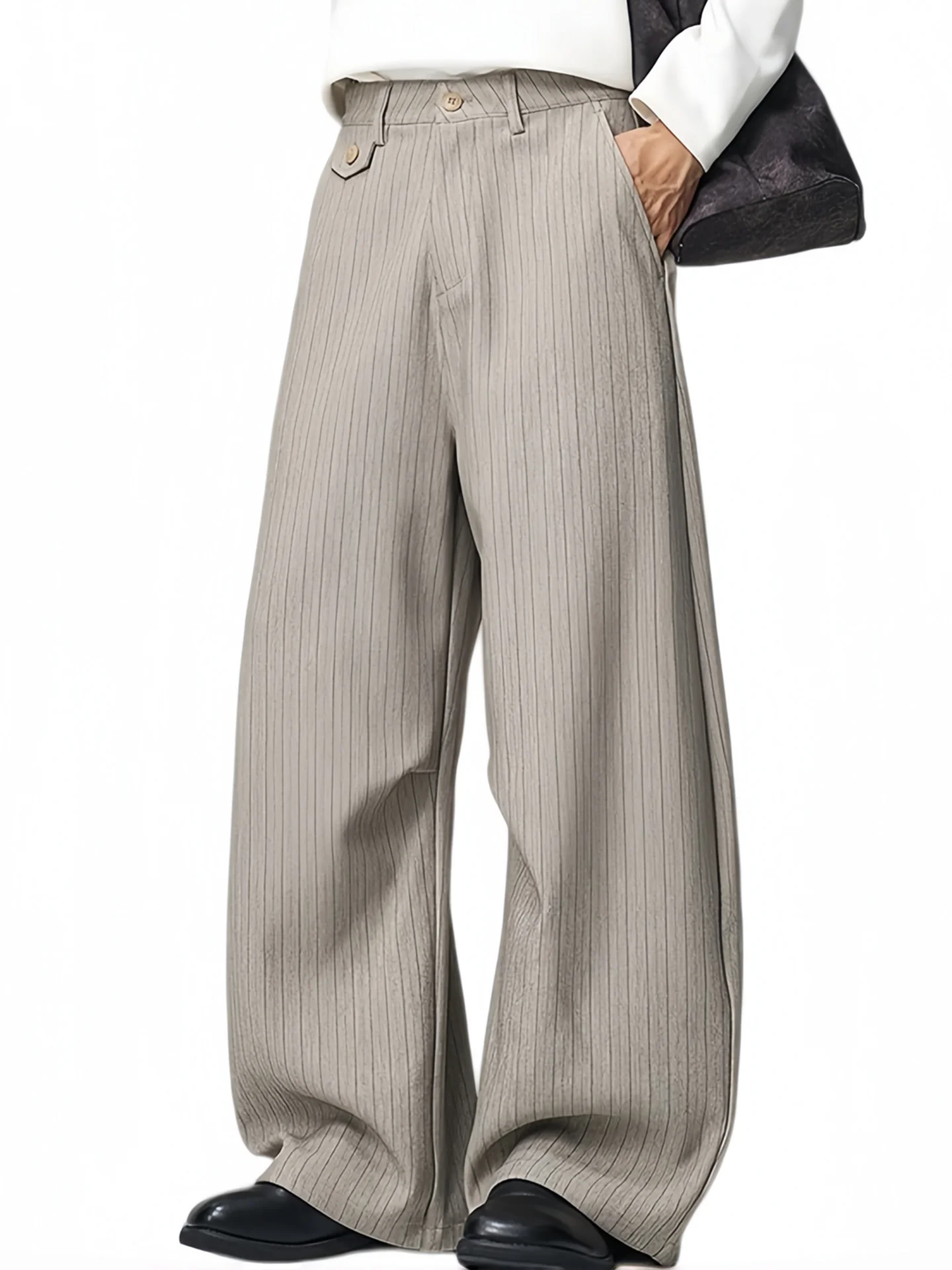 American Retro Striped Loose Knife Pants Men Women Trousers Drapey Casual Wide Leg Pants Autumn Polyester Fiber Unisex