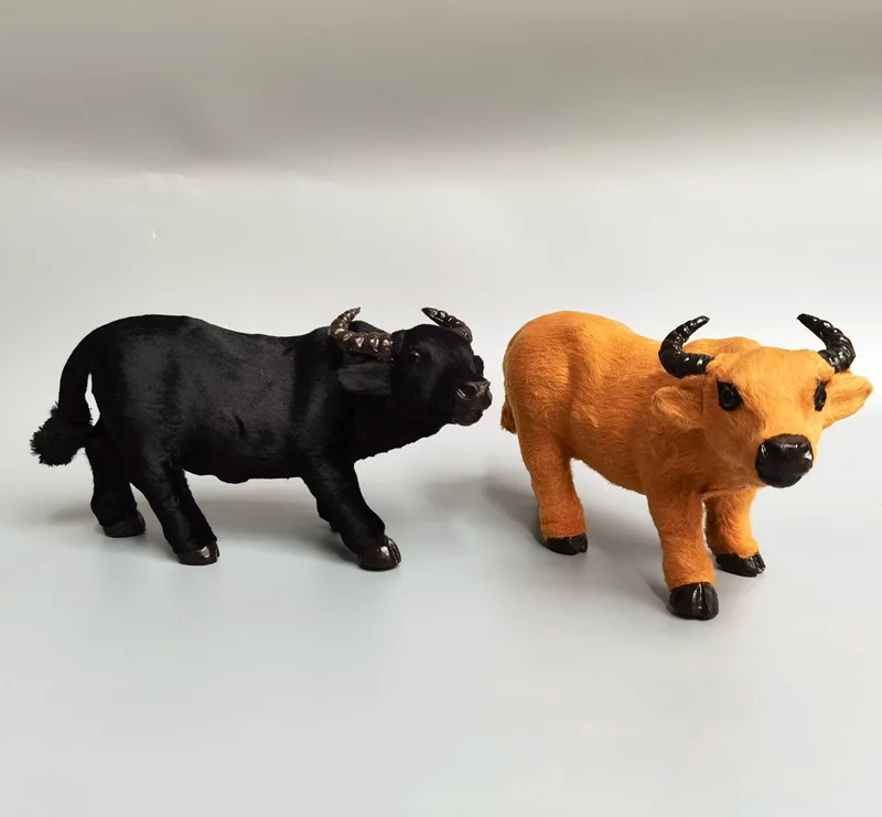 Simulation Buffalo bull Cattle model Window Ornaments Cattle Home Desk Decoration Farm Ornament Gift d1716