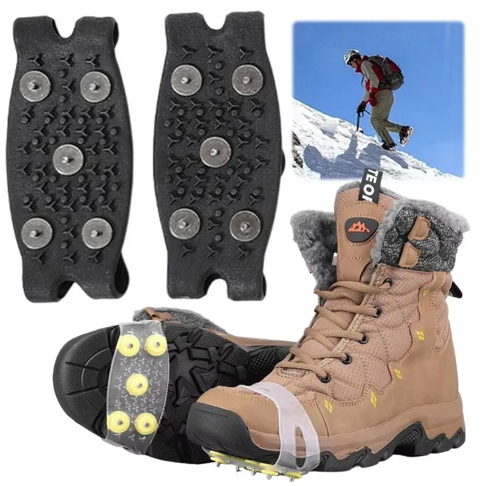 1 pair 5-Claw Anti-Skid Shoe Covers Universal Non-Slip Shoe Spikes Wear-resistant Gripper Snow Spikes for Snow Walking Climbing