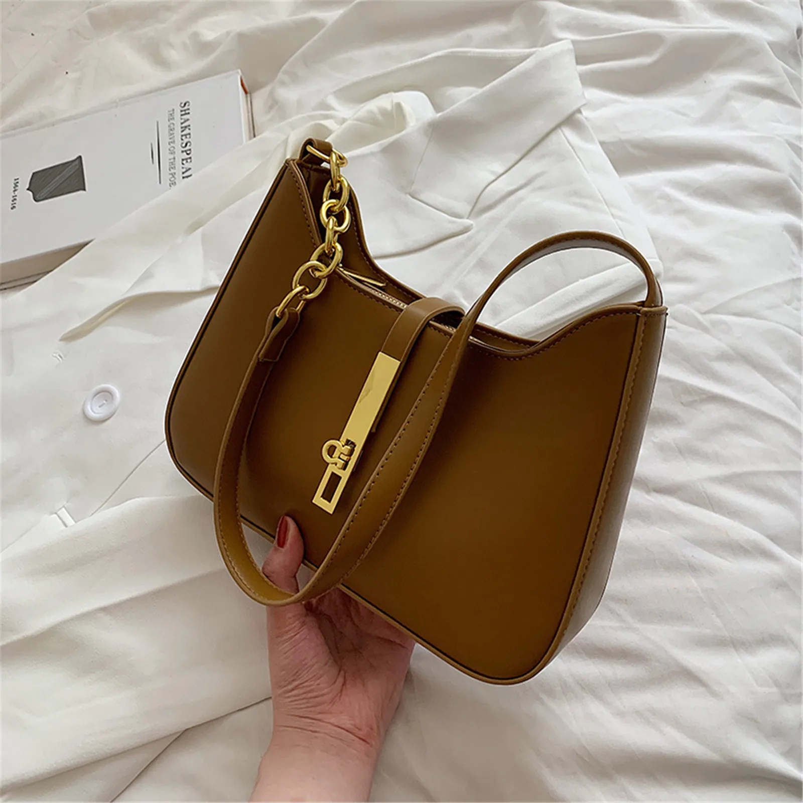 2023 New Design Shoulder Bags For Women Vintage Underarm Pu Leather Summer Simple Handbag And Purse Single Shoulder Women Bag