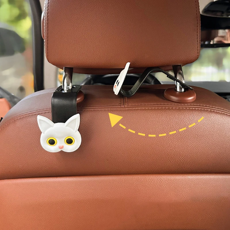 جديد 2 قطعة رائعتين ثلاثية الأبعاد الكرتون القط مسند الرأس بالمقعد السيارة السنانير-منظم تخزين السيارة العالمي لحقائب اليد والمحافظ معاطف لطيف #5