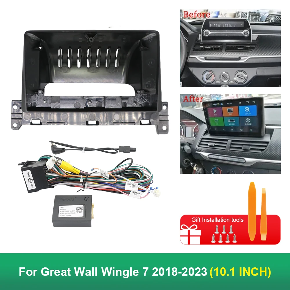 Kit de tablero de radio Android de 10,1 pulgadas, 25,654 cm para Great Wall Wingle 7 2018-2023 CANBUS Facia Frame