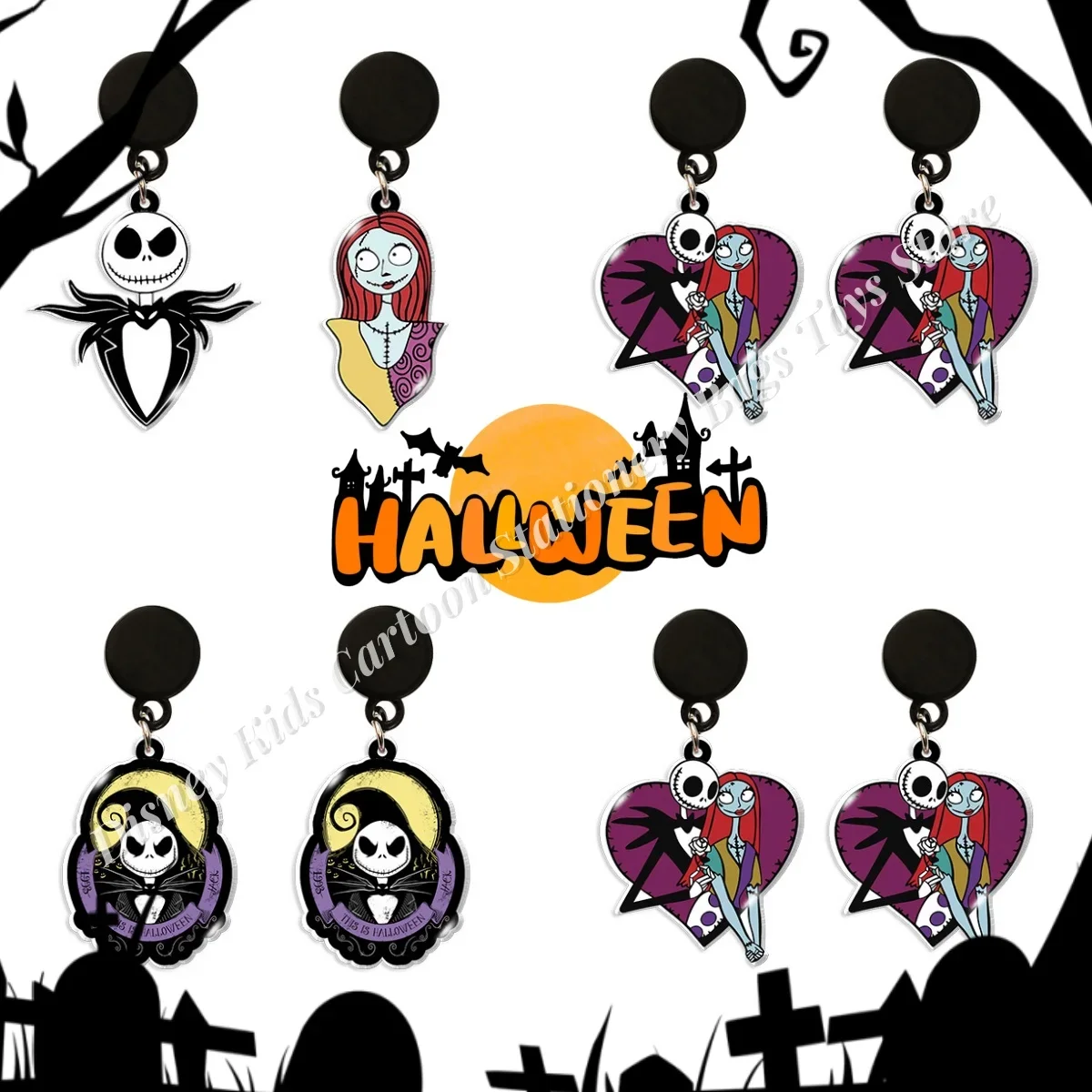 

Cute Halloween Series Earrings Simple Fashion Acrylic Christmas Eve Fright Personality Printed Dangle Earrings Gift for Friends