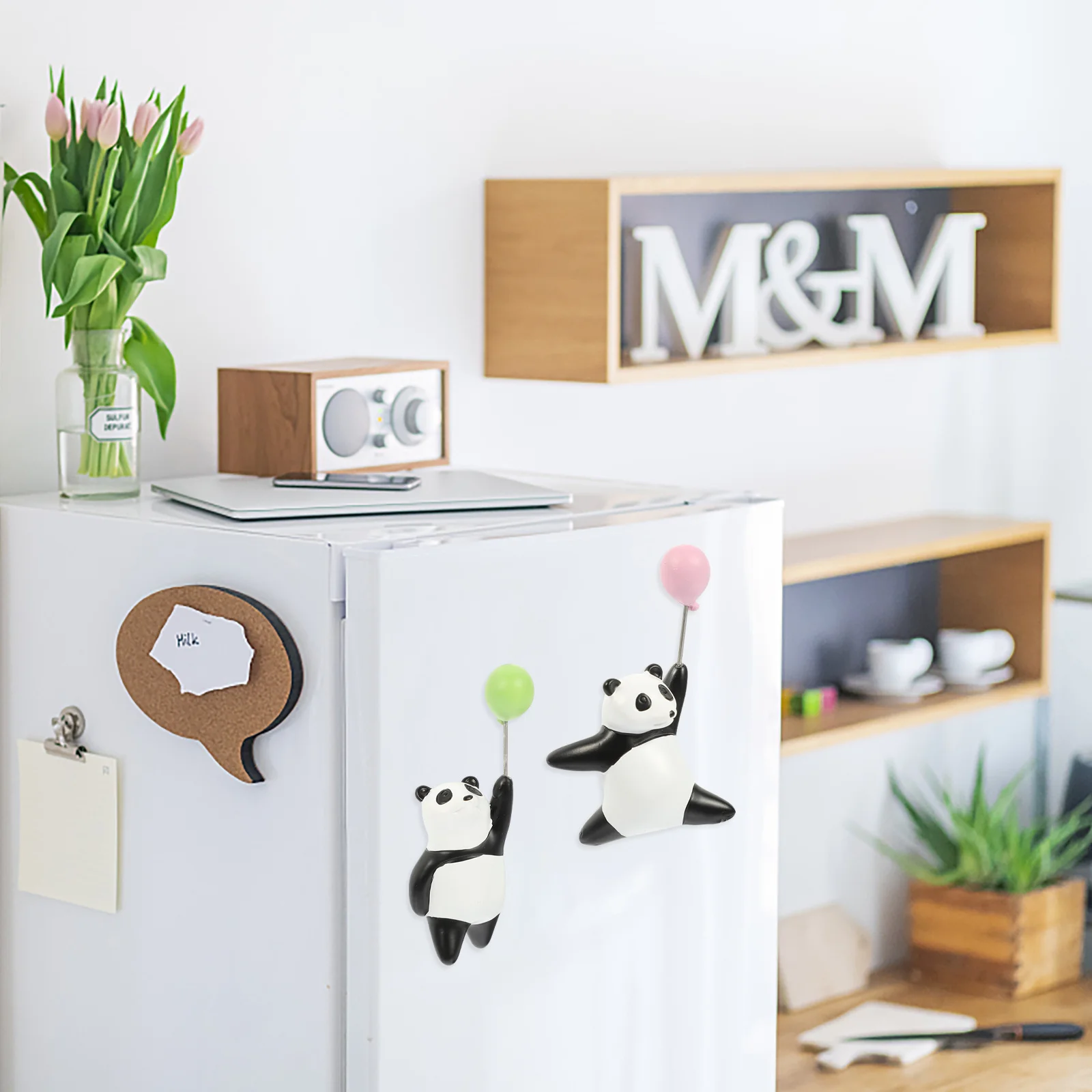 

2Pcs Adorable Panda Balloon Fridge Magnet Adsorption Refrigerator Decor Household Kitchen Decor Lovely Decorative Magnet