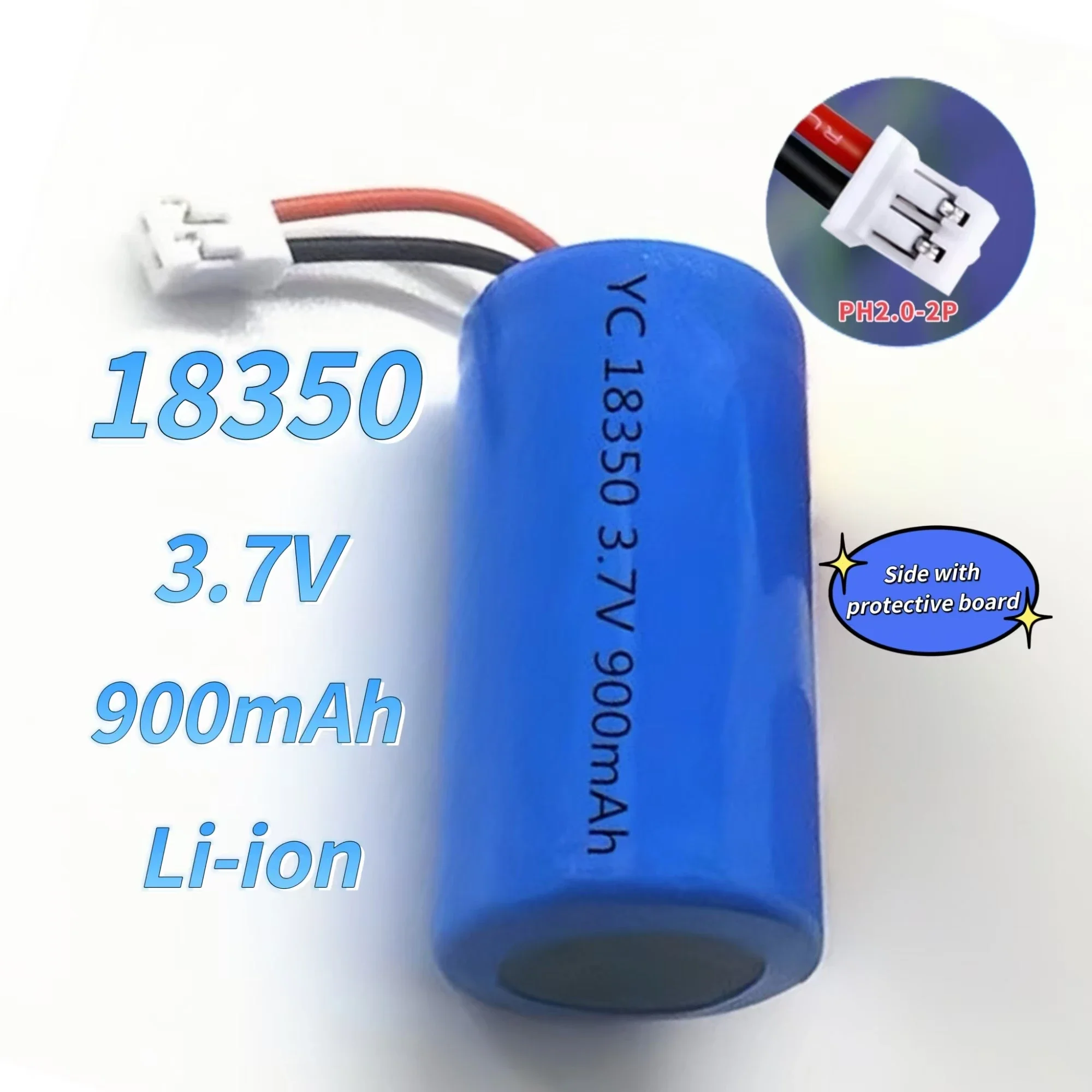 18350 batteries 3.7V 900mAh Rechargeable lithium battery with connector for Flashlight Sphygmomanometer Camera Vape Juicer