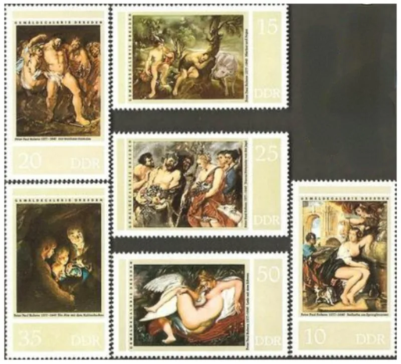 6 PCS, DDR, 1977, Rubens Painting, Real Original Post Stamps, MNH