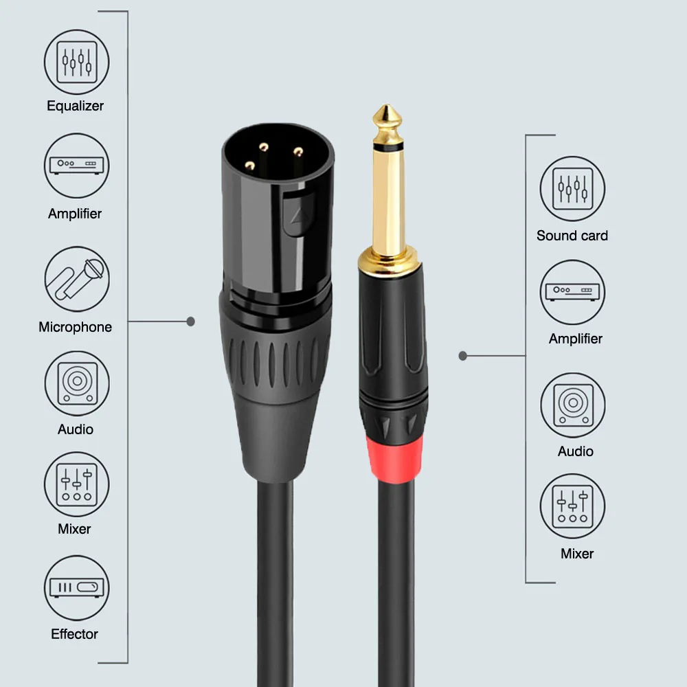 6.5mm Jack to XLR Male to Male Audio Cable M/M Adapter Cord For Professional Microphone Mixer Amplifier Speaker Audio Recording