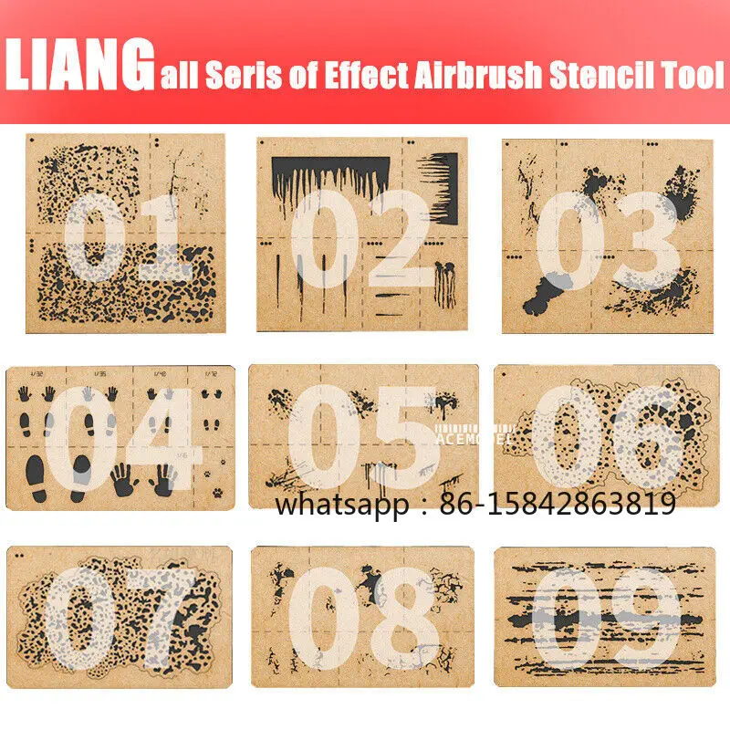 1/35 1/48 1/72 Salt Weathering/Chipping/Mud Effects Airbrush Stencil Template Tool Aircraft Model for LIANG-0001/2/3/4/5/6/7/8/9