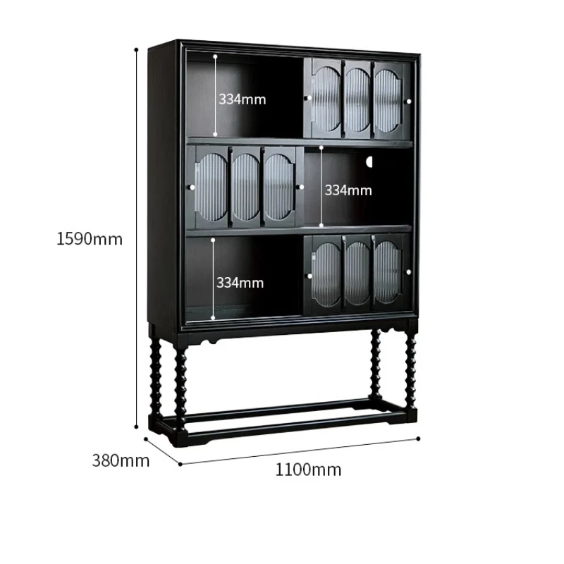 

Американский твердый деревянный высокий обеденный край, французский черный высококачественный книжный шкаф для хранения в гостиной