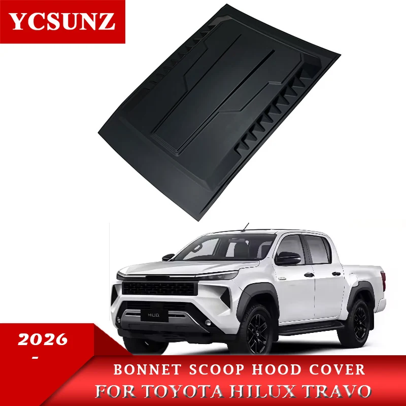 

Matte Black Bonnet Scoop Hood Cover For Toyota Hilux Travo 2025 2026 Double Cabin Car Accessories