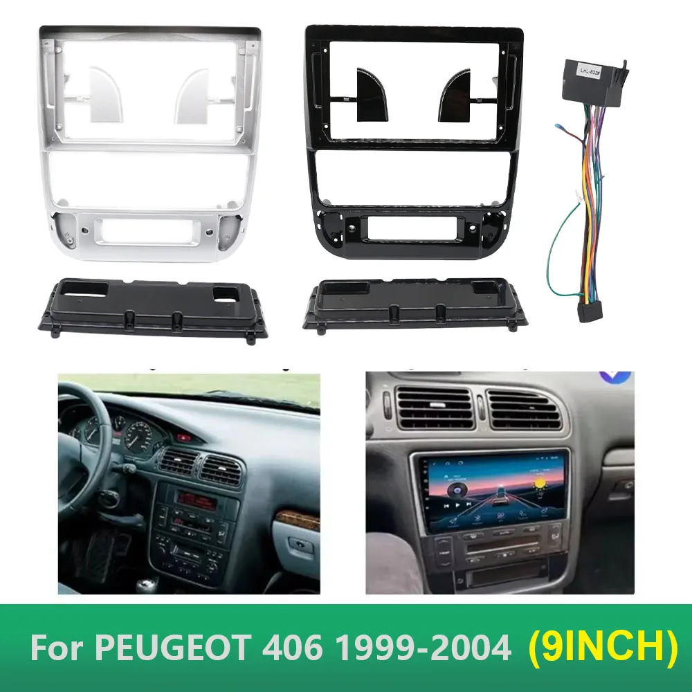 9 Inch Car Radio Fascia Frame For Peugeot 406 1995-2005 Panel Dash Kit Install Facia Console Audio Bezel GPS Adapter