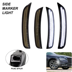 4pcs For Chrysler 300 2015 2016 2017 2018 2019 2020 2021 2022 2023 Smoked Lens White LED Front Rear Bumper Side Marker Lights