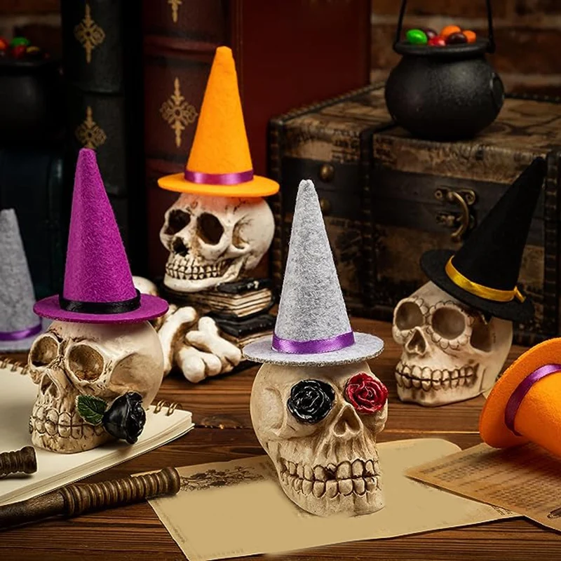 23 PCS Mini Witch Hats Halloween Felt 4 Color Witch Hats Felt Witch Hats Halloween Wine Bottle Party Decoration Durable 7 X 8Cm