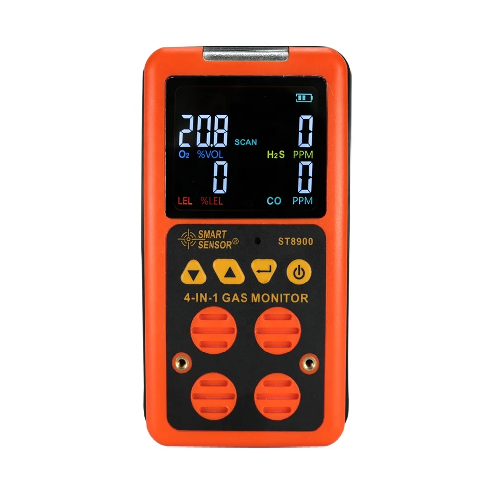 4 in 1 EU Digital Gas Detector O2 H2S CO LEL Handheld Mini Gas Analyzer Air Monitor Gas Leak Tester Carbon Monoxide Meter ST8900