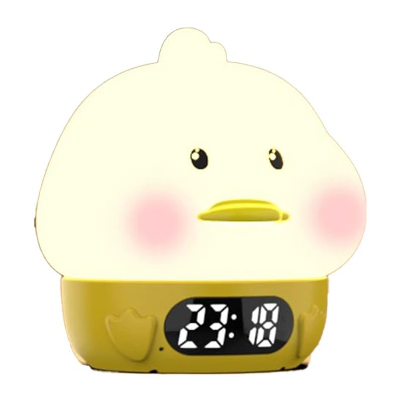 Alarm Clock Lights For Kids-Duck Night Lights,Temperature Display,RGB Color Changing, Wake Up Timer, Rechargelable