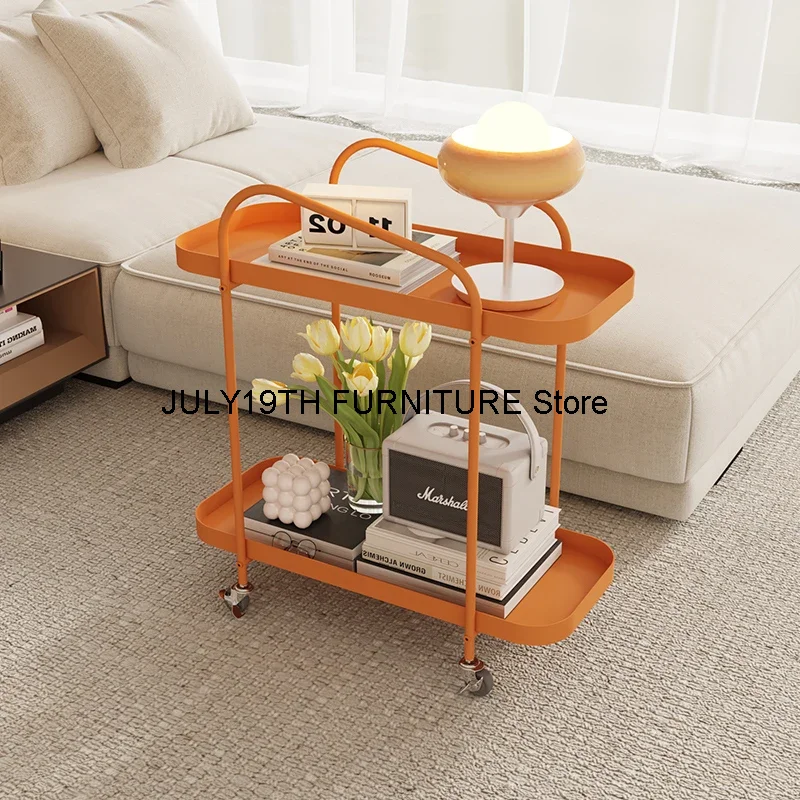 

Minimalist Modern Side Table Trolley Rectangle Metal Nordic Moving Coffee Tables With Storage Narrow Table Basse Home Furniture