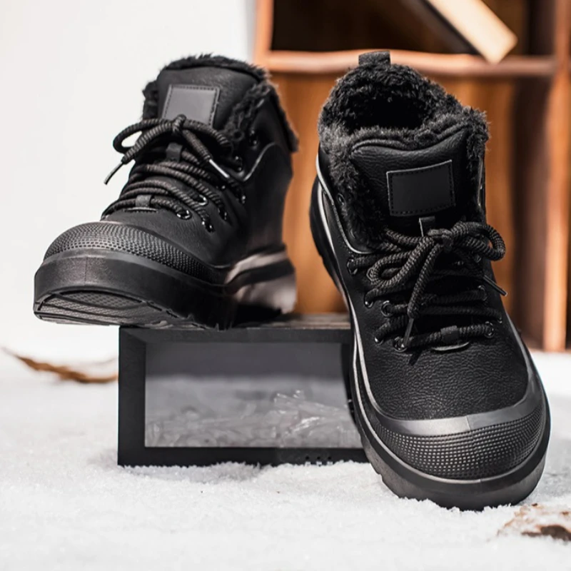 Новые повседневные профессиональные противоскользящие походные туфли с четырехсезонным цветным нескользящим флисом с круглым носком и теплым шнуровкой