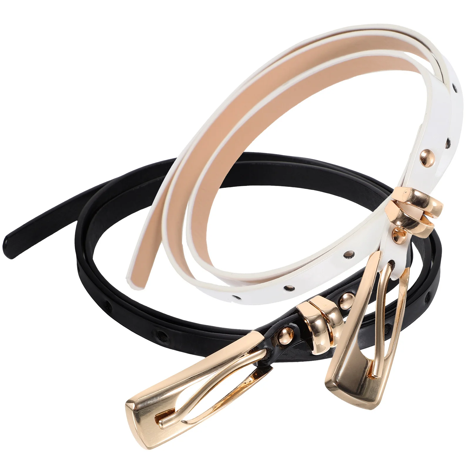 

2Pcs Alloy Buckle Waist Belts Women Adjustable Imitation Thin Belt Casual Pants Jeans Belts Woman Belt