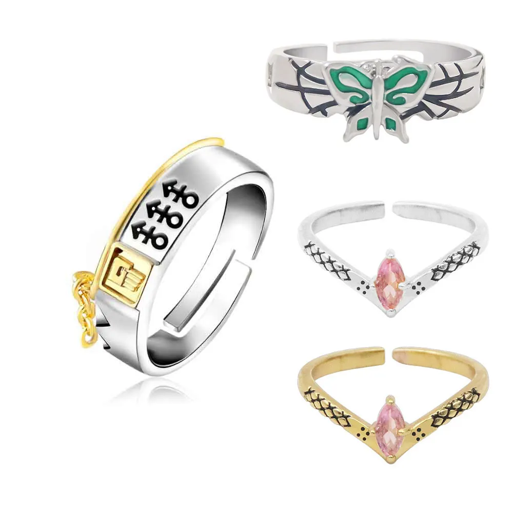 

Kujo Jotaro Kuujou Joutarou Cos Ring Narciso Anasui Jolyne Cujoh Cosplay Rings Metal Anime accessories