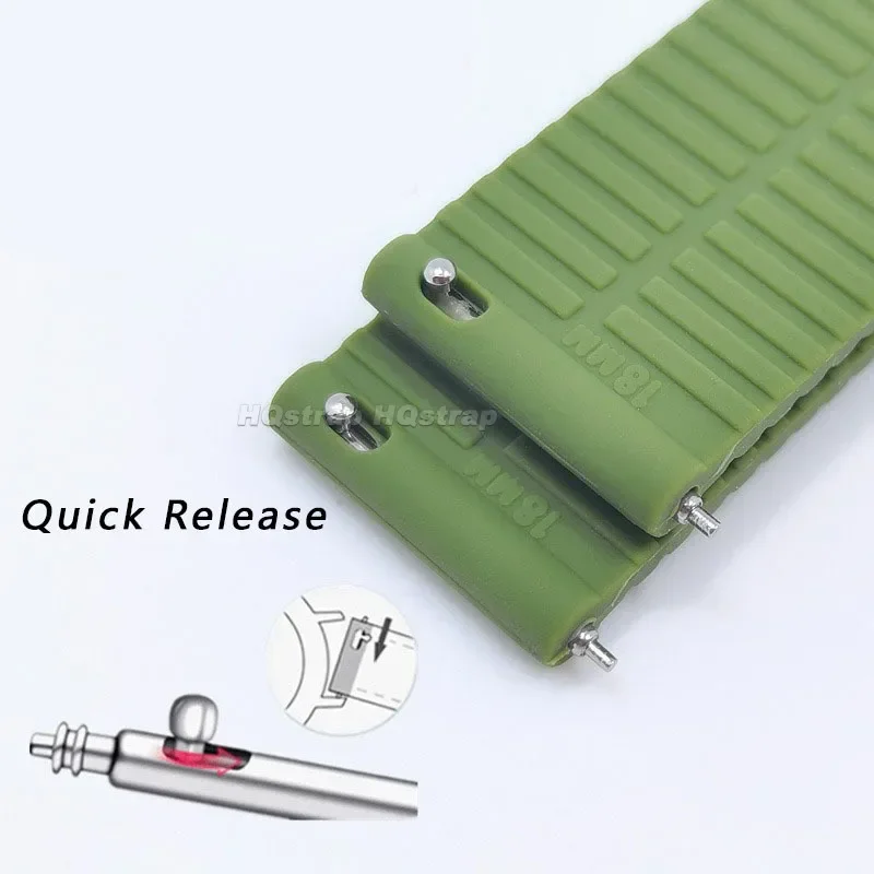 Ремешок силиконовый для наручных часов, резиновый цветной спортивный быстросъемный браслет для воды, 18 мм 20 мм 22 мм 24 мм