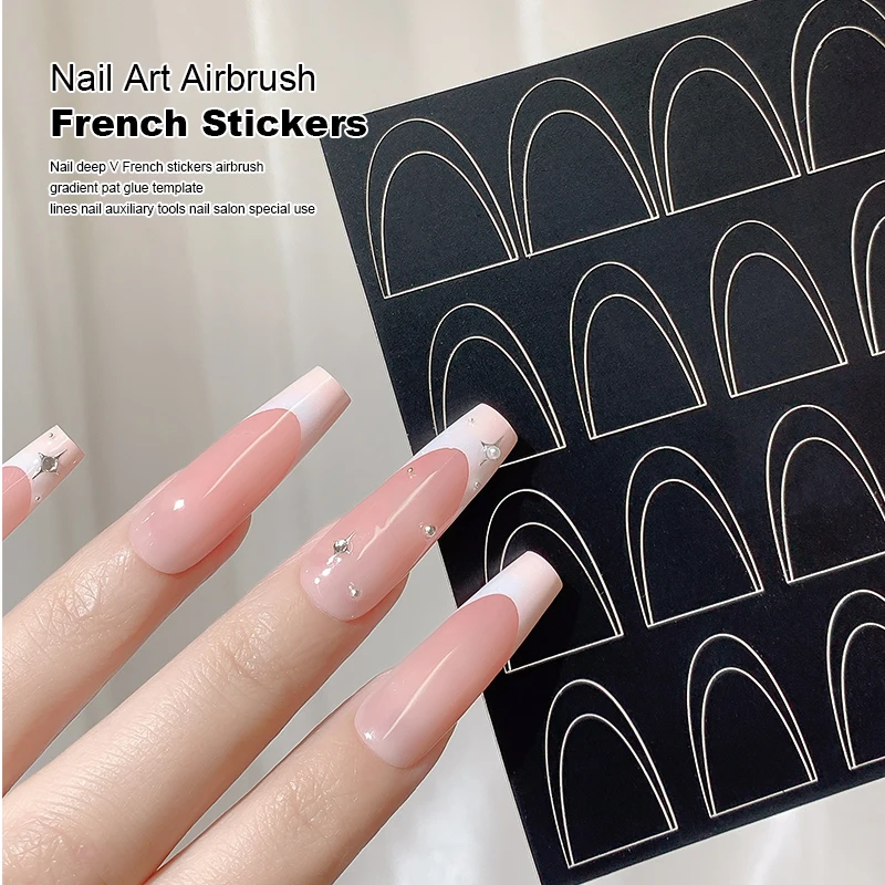 KANIU Universal Multiple Curve Style Self-Adhesive Guides French Tip Nail Stencil Stickers For DIY Gel Polish French Manicure