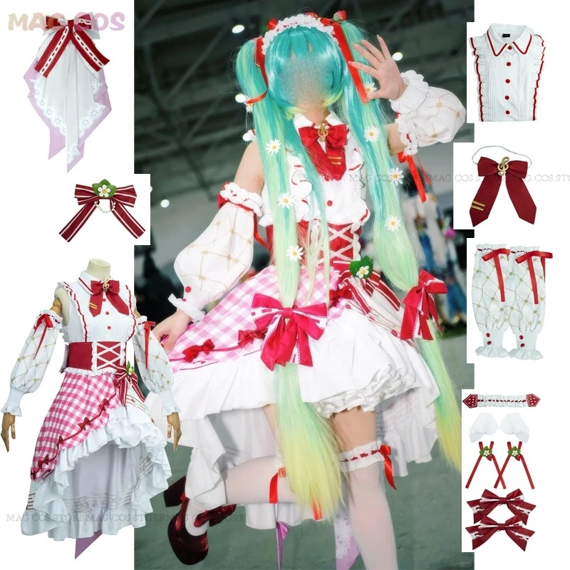 Anime Strawberry Mikuo 15th Anniversary Cosplay Costume Mikuo Wig Lovely Lolita Dress Women Halloween Uniform Party Fancy Dress