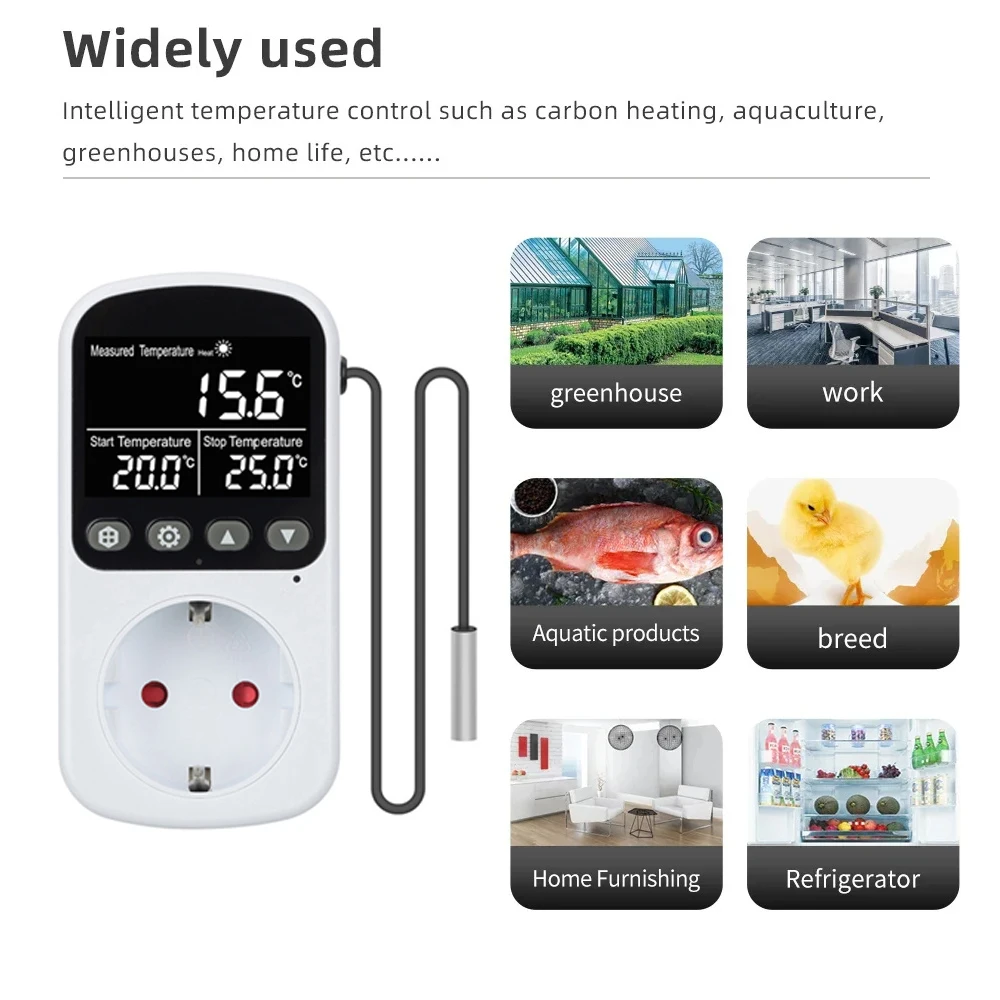 Negative Display EU Timer Socket Switch Thermostat Digital Temperature Controller Low energy consumption wide-angle