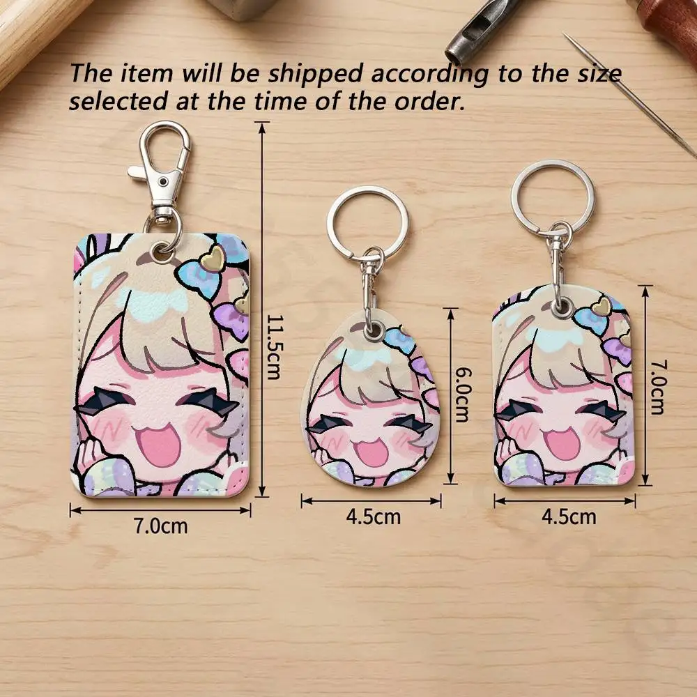 NEEDY GIRL OVERDOSE KAnge Rectangle Card Case Keychain Access Card Bag Key Tag Ring Leather Card Holder Key Ring Access view 4