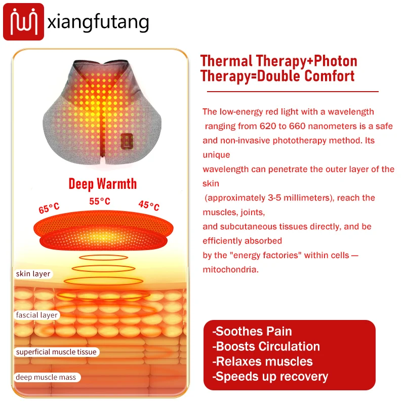 دعامة الرقبة للعلاج بالضوء الأحمر تخفف آلام الرقبة والتعب في الشتاء في الهواء الطلق لتدفئة الرقبة المحمولة وسهلة الحمل والدفء الساخن