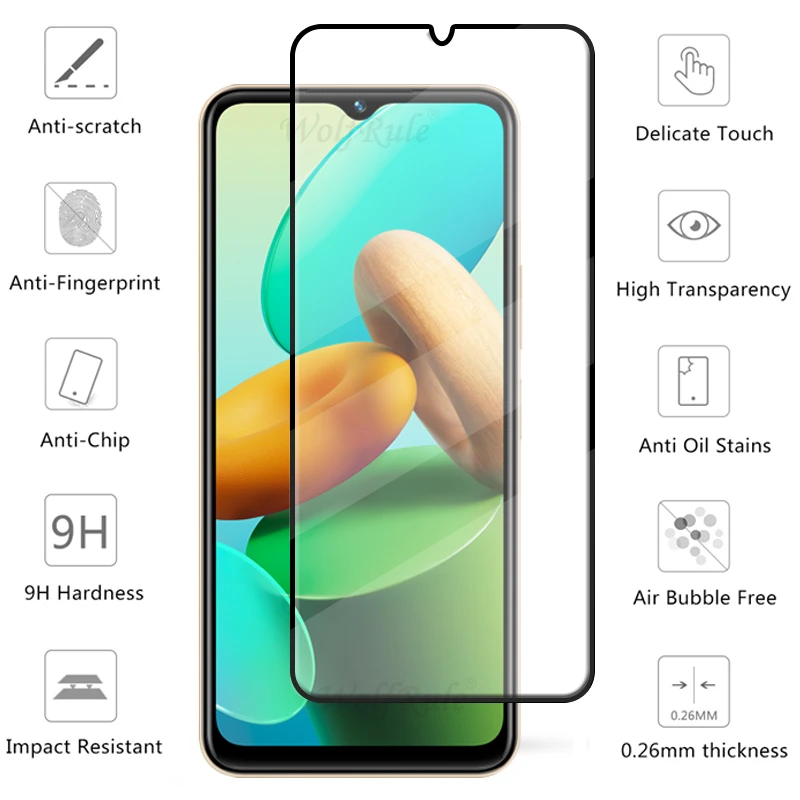 4-in-1 For Vivo Y35 Glass For ViVo Y35 Tempered Glass HD 9H Full Cover Gule Protective Screen Protector For Vivo Y35 Lens Glass